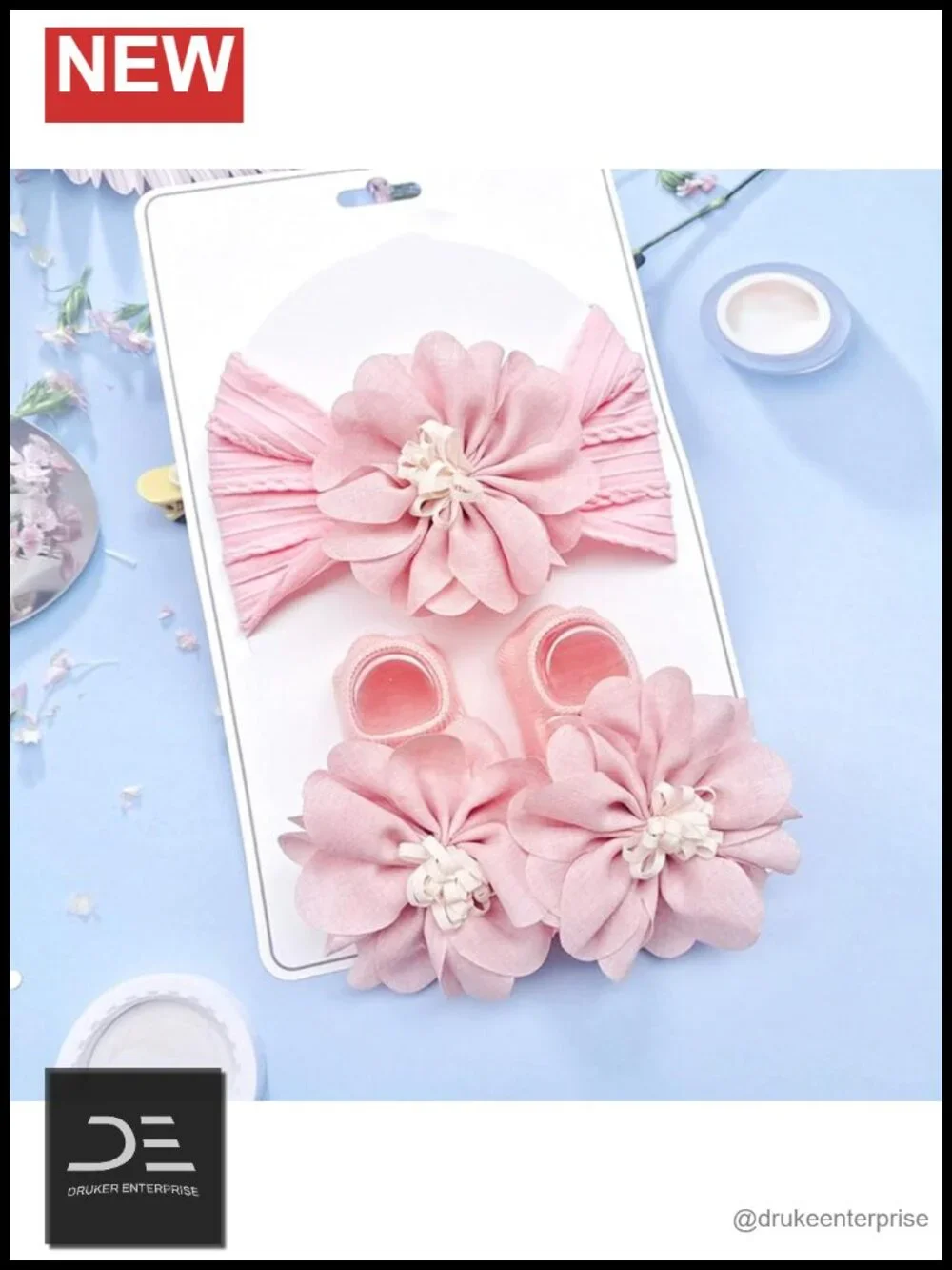 Baby Girls Lace Headband and Socks Set (0-6M) Photo Prop